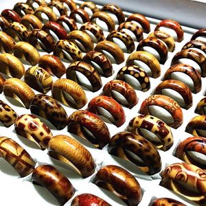 100pcs Band Rings Mix Styles Handmade Craft Men's Women's Fashion Natural Wood Band Party Jewelry Ring Gifts Brand New d290h