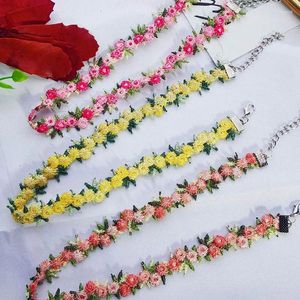 Chains Red Pink Girl Lace Gothic Chain Necklace Choker For Women Sexy Fashion Peach Flower Blossoms Lady Neck Jewelry Accessories