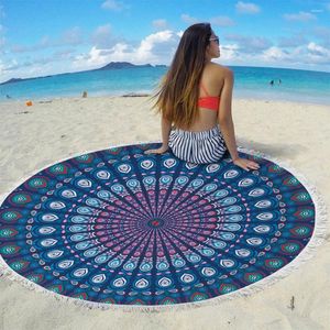 Towel Fashion Mandala Pattern Round Beach With Tassels Microfiber 150cm Picnic Blanket Mat Tapestry ST1005