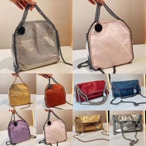 Stella mccartney falabella mini tote mulher tira metálica preta pequena bolsa de compras feminina bolsa de ombro de couro de alta qualidade Bag270V