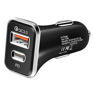 Caricabatterie per auto con doppia porta QC3.0 PD 20W per ricarica rapida rapida Adattatori di alimentazione per veicolo per IPhone 13 14 15 Pro Samsung Xiaomi Telefono Android PC Gps 38W 12W Caricabatterie