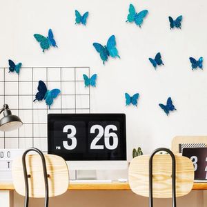 Adesivos de parede Simulação 3D piscando adesivo de borboleta para festa de casamento sala de estar decorações de casa 12pcs geladeira arte diy