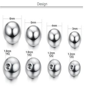 Vanlig kulskruv öronstång läppstång ögonbryn tunga magknapp Ring pärla kul tillbehör 2mm 25mm 3mm hästsko rostfritt stål4980633