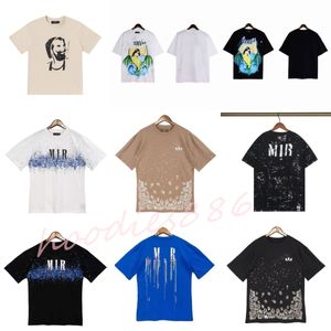 2023 Verão Homens Camisetas Designer Homens A Miri T-shirt Impressão Manga Curta Carta Casual Solta Tee Crewneck Amirs Tees Mens Pulôver Tops Algodão Camisetas 5aa