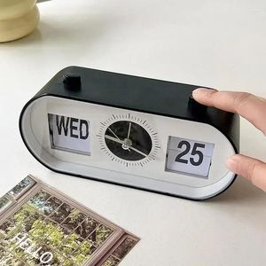 Bordklockor Digital Alarm Clock Desktop Decompression Ringer Manual Button Sidan Turning Calender Home Bedroom Ornament