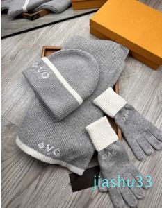 Neue Mütze, Schal, Handschuhe, Herren-Wollstrick-Skimaske, Herren- und Damen-Wintermode, schwarzes dreiteiliges Set