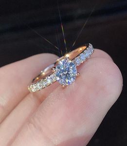 Świecące obietnica Pierścień Białe cyrkon Pierścienie zaręczynowe Pierścień Wedding Pierścienia dla kobiet Bridal Jewelry Gift 5118006980