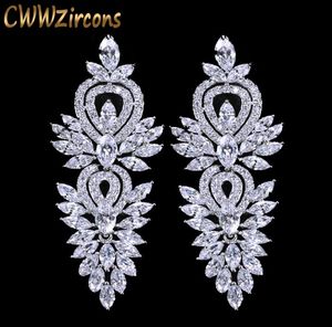 CWWZircons Vintage Wedding Party Jewelry Accessories Gorgeous Cubic Zirconia Big Long Luxury Bridal Earring for Women CZ309 CJ19124700964