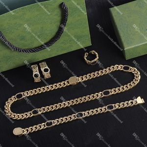 Corrente cubana colar de ouro designer charme pulseiras marca jóias para presente abertura anéis feminino festa aniversário