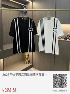 Double-yarn cotton spring and summer new foam black and white printing online celebrity with popular short-sleeved T-shirts.