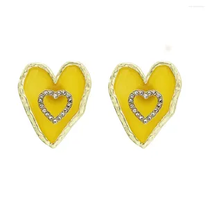 Stud Earrings Cute Small Heart For Women Girl Gold Plated Love Rhinestone Valentine's Day Party Jewelry Gift