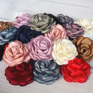 Dekorativa blommor 10st/parti 5cm handgjorda satin ros tyg konstgjorda blommhuvud för bröllopsklänning dekoration hårtillbehör diy