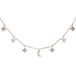 925 Sterling Silver Jewelry Love Moon Star Halsband Pendants Chain Choker Halsband Ken Kvinnliga uttalande smycken Bijoux T19062276T
