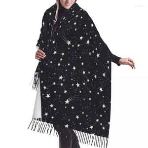 Etniska kläder Autumn Winter Warm Scarves Night Space Sky med stjärnor Fashion Shawl Tassel Wrap Neck Pannband Hijabs stal