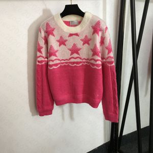 2024 FW Women Sweaters Knits Tops Pullover Runway Brand Designer Crop Top Girls Shirt High End Stars Letter Mönster Elasticitet Knitwear Ny Casual Outwear