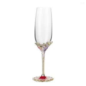 Bicchieri da vino incisioni fatte a mano colorate fiori creativi modello tazza rossa calice da sposa cristallo champagne regalo bicchieri