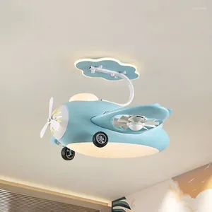 Modern Children's Room Airplane Ceiling Lamp Creative Electric Fan Bedroom Lighting Eye Protection Kids Decoration For Home