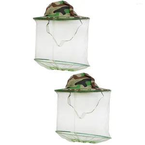 Berets 2pcs Insect Mask Outdoor Camouflage Shawl Bucket Mesh Hat Mosquito Net Beekeeping