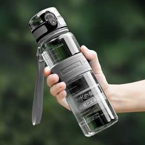 물병 500/1000ml 물병 BPA 무료 셰이커 야외 스포츠 투어 병 휴대용 누출 친환경 플라스틱 과일 차 병 231201