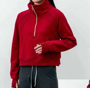 Yoga Outfit Outfits Lu-99 Women Fitness Hoodies Runing Jacket Ladies Sport Half Zipper Sweatshirt Thick Loose Short Style Coat With Fl Dhuvt00556