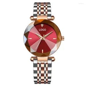 Orologi da polso Impermeabile 3 Atm Orologio con taglio a diamante Orologio da donna con fibbia a farfalla Cinturino in acciaio inossidabile Polso al quarzo per donna