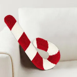 Travesseiro Doces de hortelã-pimenta adorável em formato versátil design temático de Natal capa vermelha e branca para decoração de quarto