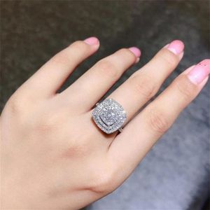 Choucong Marke Eheringe Ins Top Verkauf Luxus Schmuck 925 Sterling Silber Pave Weißer Saphir CZ Diamant Edelsteine Ewigkeit Wom240g