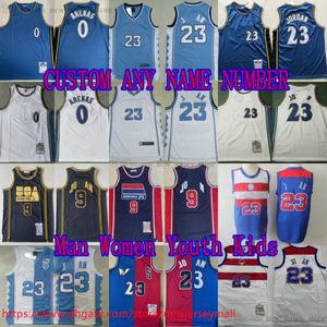 Özel S-6XL 2003-04 Gerileme Basketbol 0 Gilbertarenas Jersey Classic #23 Retro Dikişli 2001-02 Jersey Blue White Nefes Alabilir Spor Gömlekleri