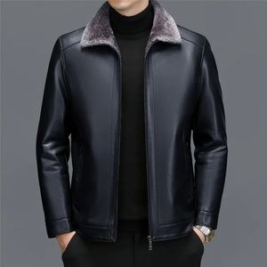 Designs Vinter Män äkta läderrockar LAPEL Kort Sheep Snin Down Coat Mens Casual Business Läderjacka förtjockad pälskläder