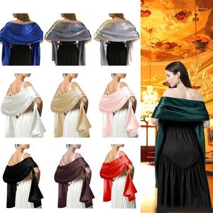 Scarves Solid Satin Shawl For Women Long Shiny Sunscreen Cloak Bridesmaids Wedding Party Evening Dress Scarf Wraps