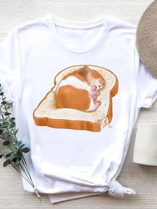 T-shirts femininas dos desenhos animados hamster camiseta para mulheres moda impressão engraçado verão camisetas de manga curta mulher kawaii tshirt bonito jovem