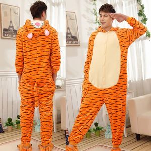 Women's Sleepwear Adults Animal Onesies Tiger Pajamas Sets Sleepwear Women Men Winter Unisex Pig Panda Costumes Kids Cute Cartoon Flannel Pajamas 231130