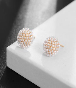 2019 New Round Shell Pendant Earrings StudEarrings Korean Fashion Pearl Pendientes de Plata Jewelry Earrings N046208491