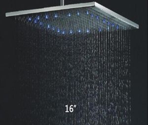New Arrival Stainless Steel304 16 Inch Brushed Nickel Overhead LED Rainfall Shower Head BD0172791064