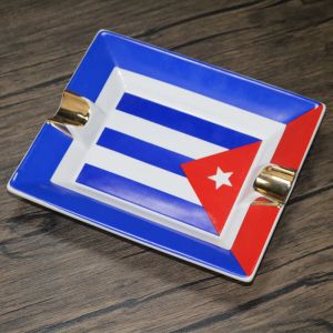 Ashtrays Creative Cigar Ashtray Flag of Cuba Memorial Ceramic Ashtray Cigarette Bowl Hotel KTV Desk Special Cigar Accessories