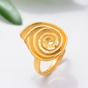 Hochzeit Ringe Design Äthiopien Morning Glory 24K Blume Gold Farbe Für Frauen Mädchen Luxuriöse Elegante Verlobungsring Schmuck234I