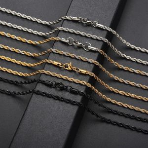 Punk Hiphop Necklace Chains ed Rope Stainless Steel For Women Men Gift Gold Silver Black South American Designer Jewelry Neck292q