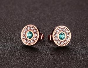 Kore Moda Takı Bütün Paslanmaz Çelik Saplama Küpe Pave Zircon Gül Altın Renk Kadınlar için Küçük Büyüleyici Küpeler7452940