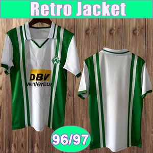 96 97 Werder Bremen Retro Mens Futebol Jerseys Pfeifenberger Home Branco Verde Camisas de Futebol Uniformes de Manga Curta