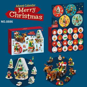 Christmas Toy Supplies 24in1 Christmas Collection Surprise Blind Box Gameplay Building Block Model Puzzle Assembly Toy Gift For Christmas Present 231129