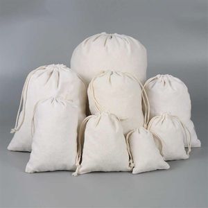 100pcs Drawable Linen Cotton Bag Wedding Gift Bags Pouches Retail Drawstring Pouch Jewelry Packaging Christmas Decor237j