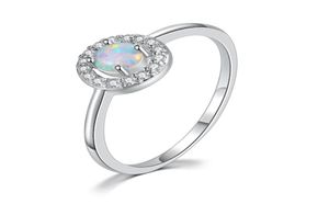 Cluster Rings Amazing OPAL STONE For Women Silver Color Round Midi Finger Ring Gift Girls Fashion Jewelry R8481016214