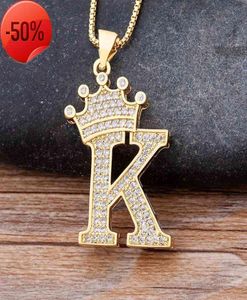 New Design 26 Letters AZ Zircon Crown Initial Alphabet Pendant Necklace Handsome Punk HipHop Style Choker Chain Jewelry Gift8289498