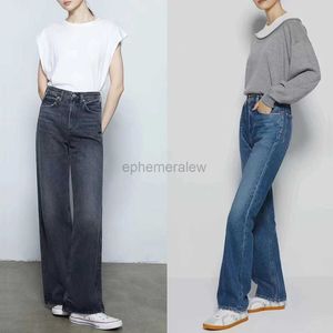 Calças jeans femininas cintura alta não elástica perna larga flare calças jeans 2023 newzln231201