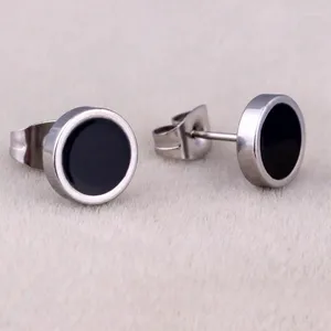 Ohrstecker Damen Herren Round Barbell Ohrstecker Titan Stahl Kreis Weiß Schwarz Blau Öl Brincos Schmuck