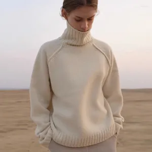 Kadın Sweaters 2024 Sonbahar ve Kış Yavurucu Kalın Sweater Kadınlar Saf Kaşmir Pullover Alt Yün Örme