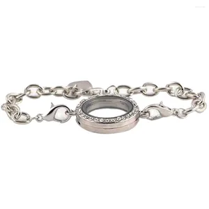 I braccialetti con ciondoli possono essere aperti Miss Round Cornice per foto Bracciale con medaglione galleggiante con strass