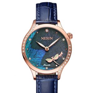 Orologi da donna Svizzera Luxury Brand NESUN Giappone MIYOTA Quarzo 8mm Orologi da donna ultrasottili Cinturino in pelle con diamanti Orologio impermeabile N8105 231201