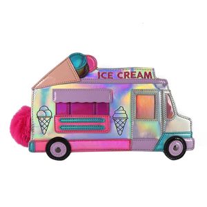 Kvällspåsar Kvinnor Dam Cartoon Ice Cream Car Shaped Crossbody Pu Leather Shoather Bag Tote Purse Handbag Messenger Satchel 231130