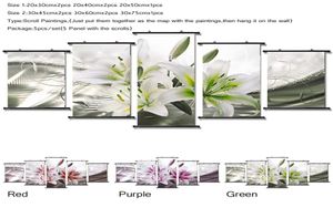 5pcsset絵画を吊るす準備ができている抽象絵画輝く蘭のアートプリントキャンバスの壁の写真ホームデコレーション3349356の花
